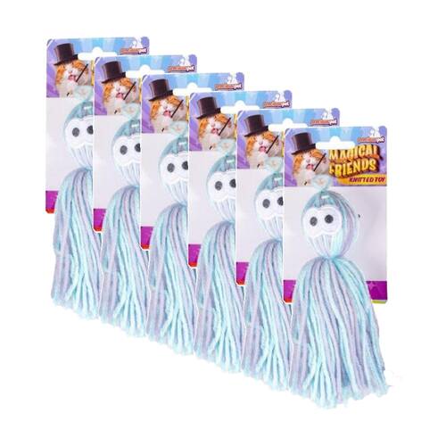 6PK Magical Friends Rainbow Knit Cat Toy 14cm Multi Colour Assorted