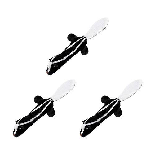 3PK Braz Soft Cuddly Throwing Plush Pet Dog Toy Skunk Design Black/White