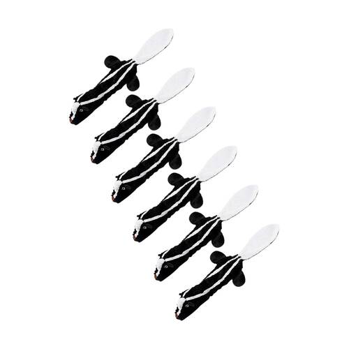 6PK Braz Soft Cuddly Throwing Plush Pet Dog Toy Skunk Design Black/White
