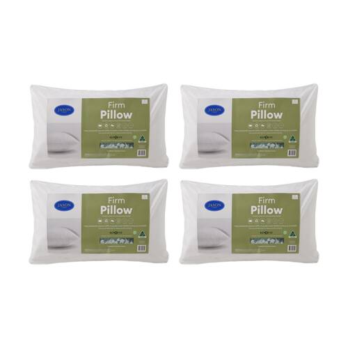 4PK Jason Commercial Repreve rPET Piped Pillow Firm White 48x73cm 900gm