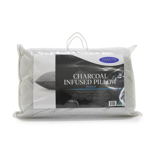 Jason Charcoal Infused Medium Support Pillow W/ Satin Piped Edging Standard