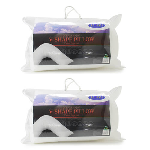 2PK Jason Dream Night V Shape Pillow Support Cotton Japara Cover Low Allergenic