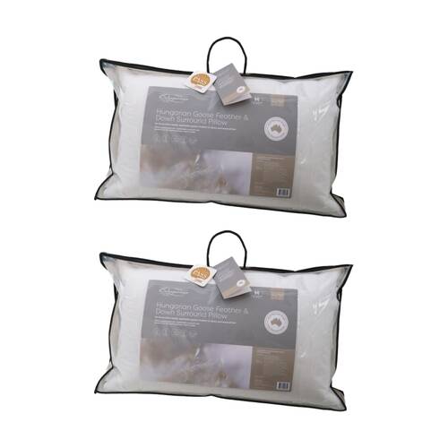 2PK Onkaparinga 50-50 Hungarian Goose Feather & Down Surround Pillow Standard