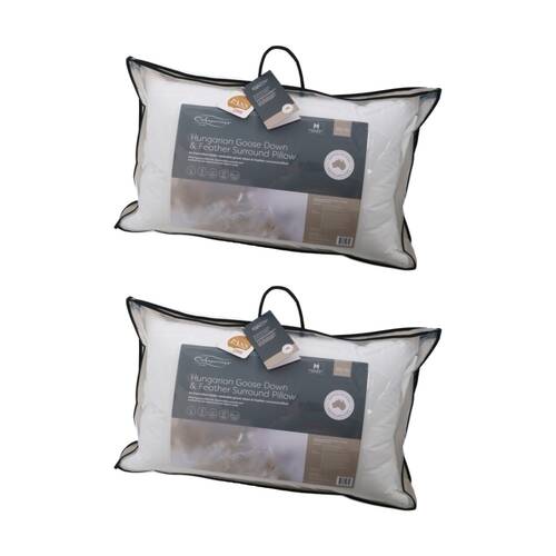 2PK Onkaparinga 85-15 Hungarian Goose Feather & Down Surround Pillow Standard