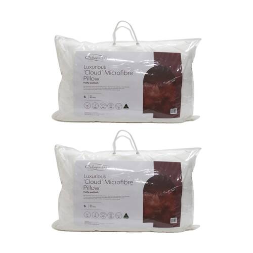 2PK Onkaparinga Luxurious Cloud Microfibre Standard Pillow Soft 48x73 cm