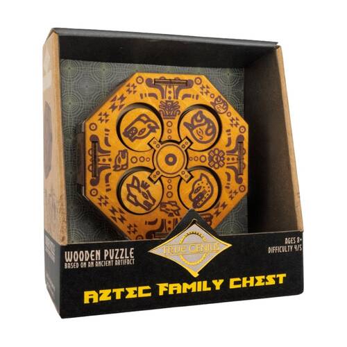 Project Genius Aztec Family Chest Puzzle Box Ornate Design 14.2x7.3x15.2cm