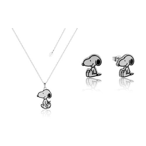 Couture Kingdom Peanuts Silver Accessory Snoopy Stud Earrings & Necklace