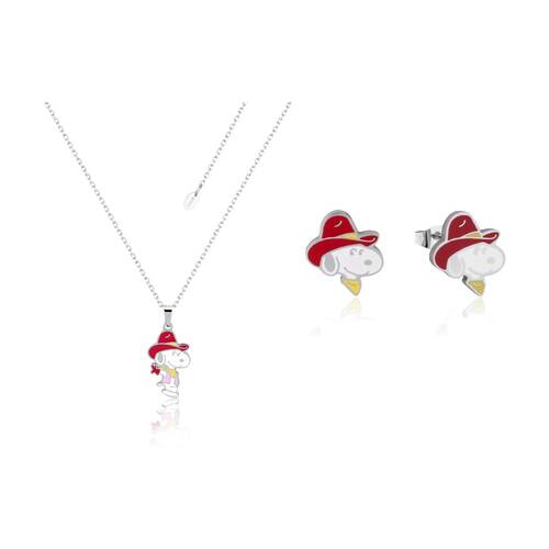Couture Kingdom Peanuts Silver Snoopy Cowboy Stud Earrings & Necklace