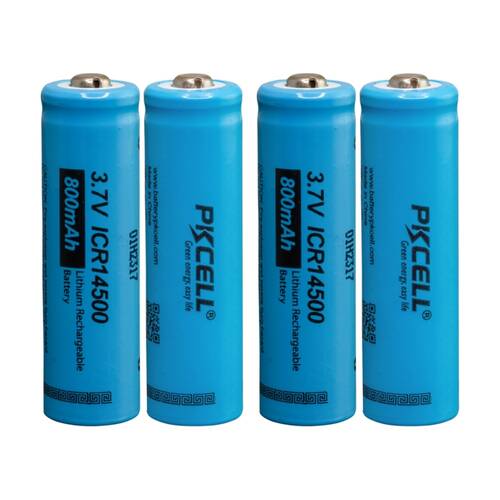 2x 2pc Pkcell 3.7V 800Mah 14500 Li-Ion Battery Rechargeable Shrink