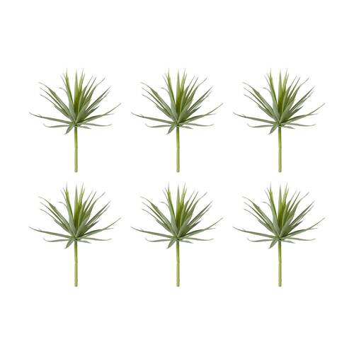 6PK E Style Agave Needle Indoor Artificial Plant Wire Grey Green 15x15x14cm