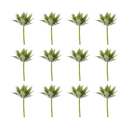 12PK E STYLE Agave Mini Indoor Artificial Plant Stem Wire Grey Green 12x12x12cm