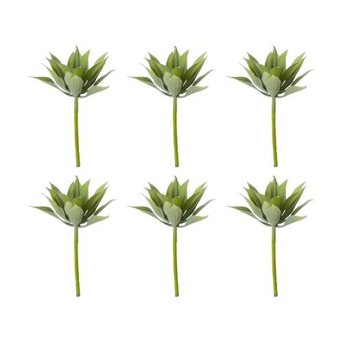 6PK E Style Agave Mini Indoor Artificial Plant Stem Wire Grey Green 12x12x12cm