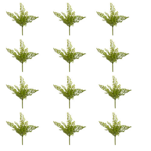 12PK E STYLE Fern Maiden Hair Artificial Plant Stem Plastic Green 20x12x20cm