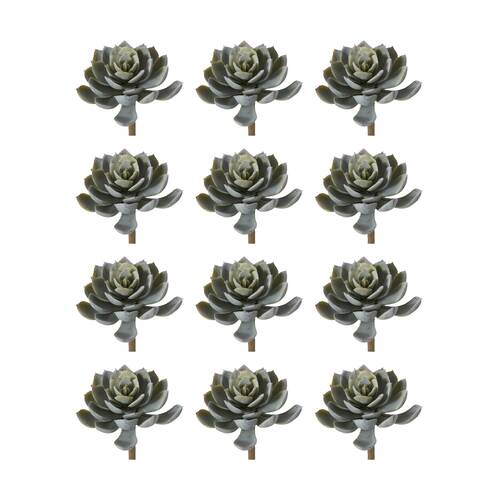 12PK E STYLE Echeveria Elegant Stem Artificial Succulent Wire Green 10x10x15cm