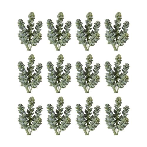 12PK E STYLE Bell Sedum Pick Artificial Succulent Stem Wire Green Red 7x7x15cm