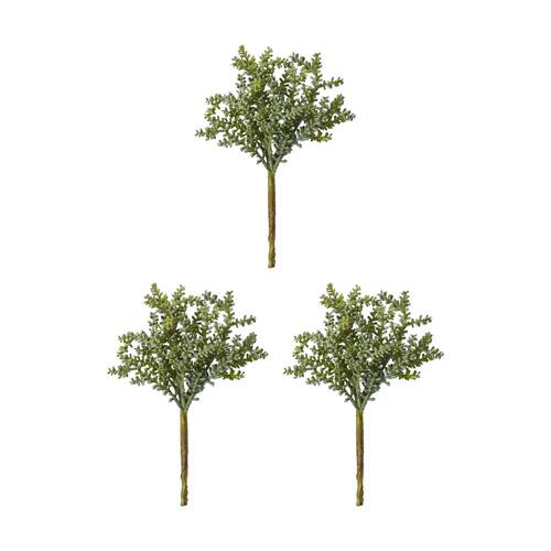 3PK E Style Senecio Stem Artificial Plant Plastic Wire Green 12x12x19cm