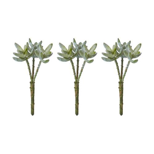 3PK E Style Sedum Nevii Stem Artificial Succulent Plastic Wire Sage 12x12x23cm