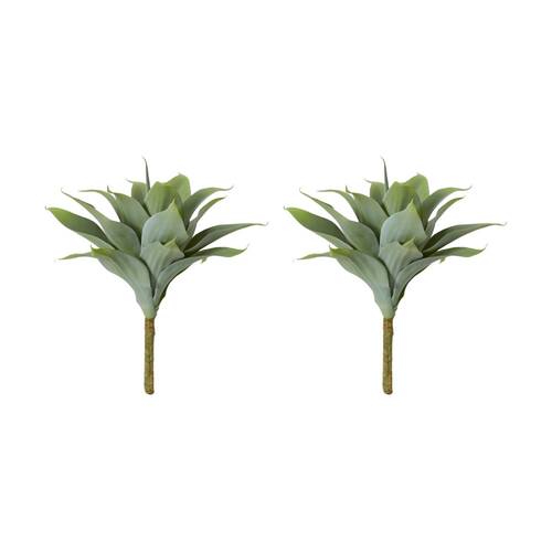 2PK E Style Agave Nova Plant Artificial Succulent Stem Plastic Wire Grey Green