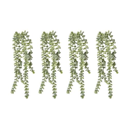 4PK E Style String Of Pearls Artificial Plant Stem Plastic Wire Grey Green 42cm