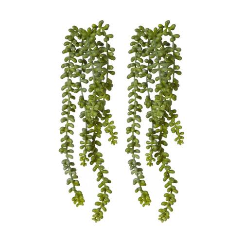 2PK E Style String Of Pearls Artificial Plant Stem Green Plastic Wire 42cm