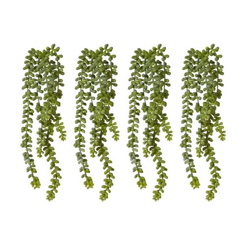4PK E Style String Of Pearls Artificial Plant Stem Green Plastic Wire 42cm