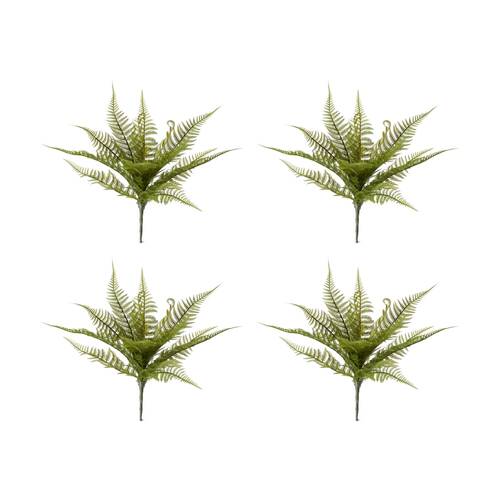 4PK E Style Fern Bracken Artificial Plant Stem Green Plastic Wire 35cm