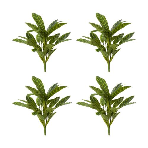 4PK E Style Calathea Zebrina Bush Artificial Plant Plastic Fabric 57cm