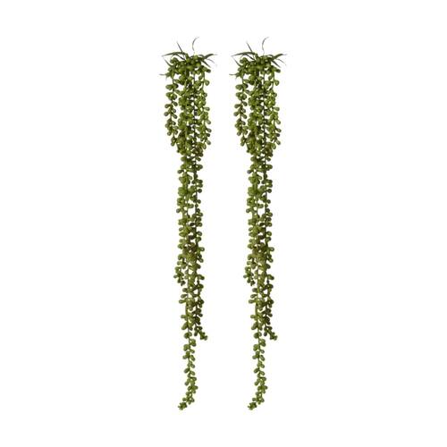 2PK E Style String Of Pearls Hanging Plant Lifelike Artificial Green 8x8x71cm