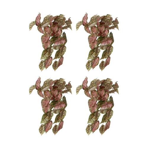 4PK E Style Aglaonema Hanging Plant Realistic Artificial Green Pink 27x22x40cm