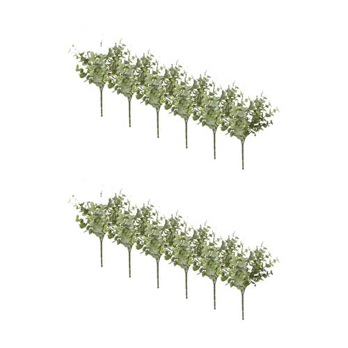12PK E STYLE Eucalyptus Bush Artificial Indoor Plant Durable Green 15x15x24cm