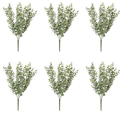 6PK E Style Eucalyptus Bush Lifelike Artificial Plant Grey Green 30x30x44cm