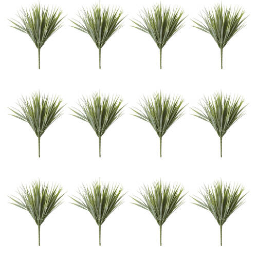 12PK E Style Grass Spring Bush Artificial Plant Indoor Decor Green 25x25x33cm