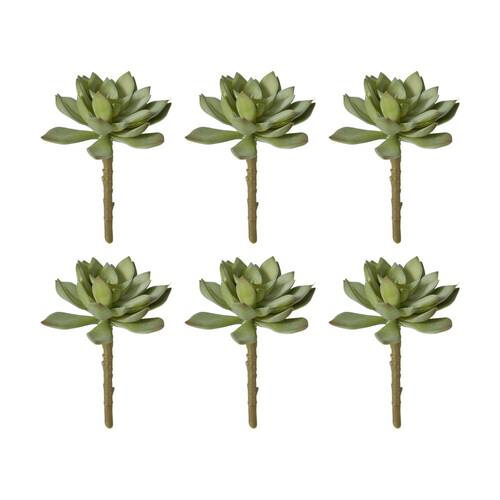 6PK E Style Echeveria Stem Artificial Plant Indoor Decoration Green 11x11x14cm