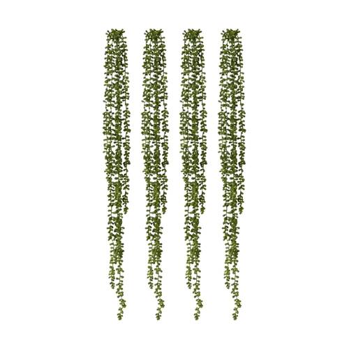 4PK E Style String Of Pearls Hanging Plant Lifelike Artificial Green 10x8x96cm