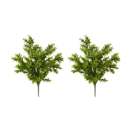 2PK E Style Tea Leaf Bush Plastic Wire Indoor Plant Decor Green 30x30x41cm