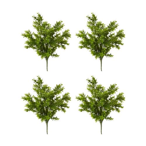 4PK E Style Tea Leaf Bush Plastic Wire Indoor Plant Decor Green 30x30x41cm