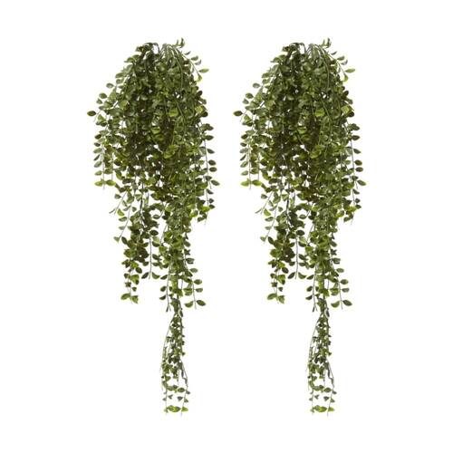 2PK E Style Ruscus Hanging Bush Plastic Indoor Outdoor Plant Green 30x22x86cm