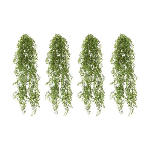 4PK E Style Rue Hanging Bush Plastic Wire Green Interior Plant 24x16x89cm