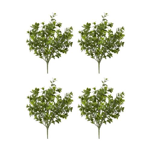 4PK E Style Jasmin Budding Bush Plastic Wire Indoor Plant White Green 28x28x44cm