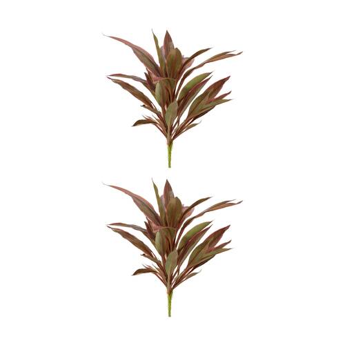 2PK E Style Dracaena Bush Plastic Fabric Wire Indoor Plant Red Green 40x45x48cm