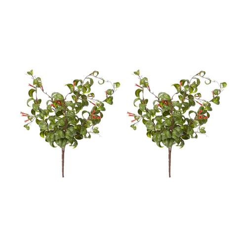 2PK E Style Indian Hoya Bush Artificial Plant Decor Green Red 30x30x47cm