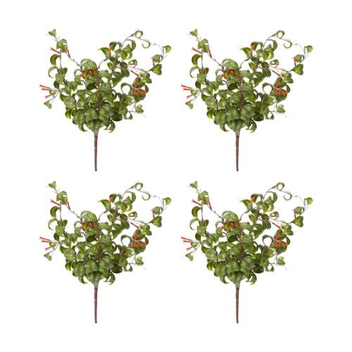 4PK E Style Indian Hoya Bush Artificial Plant Decor Green Red 30x30x47cm