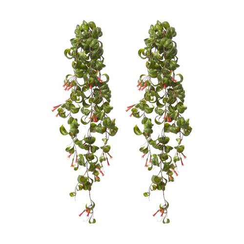 2PK E Style Indian Hoya Hanging Bush Artificial Plant Green Red 30x30x47cm