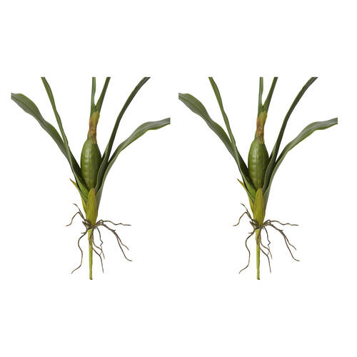 2PK E Style Orchid Oncidium Leaf Artificial Plant Indoor Use Green 17x44x72cm