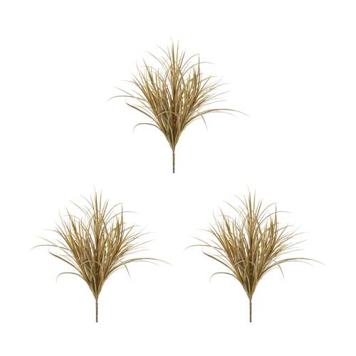 3PK E Style Grass Bush Artificial Plant Indoor Use Light Brown 52x46x64cm