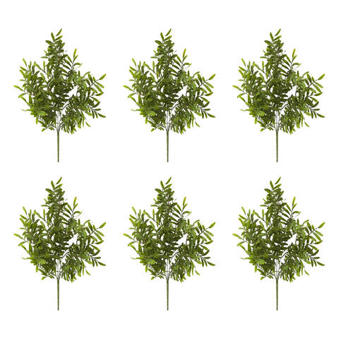 6PK E Style Locust Bush Artificial Plant Indoor Decor Use Green 30x30x48cm