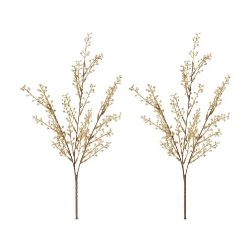 2PK E Style Willow Mini Bush Plastic Fabric Wire Plant Decor Natural 25x10x48cm