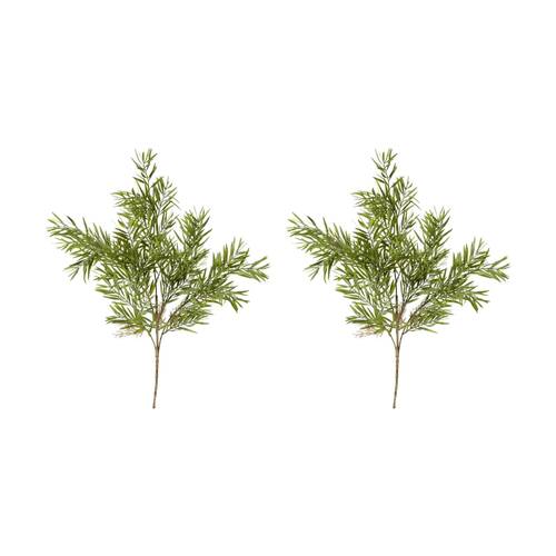 2PK E Style Grevillia Bush Plastic Fabric Wire Plant Decor Green 35x35x60cm
