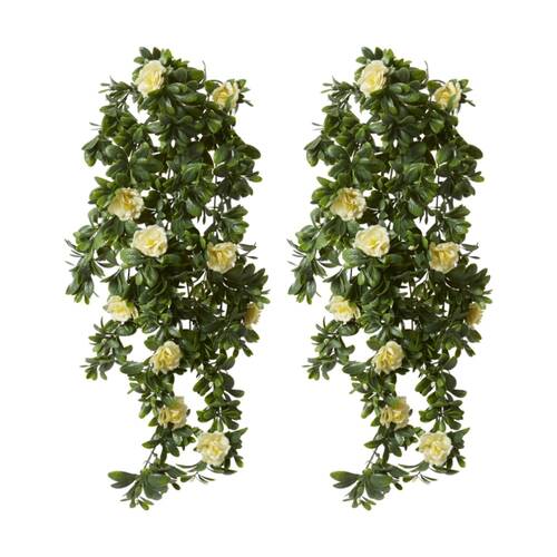 2PK E Style Begonia Outdoor Hanging Plant PE PVC Material White 40x20x89cm