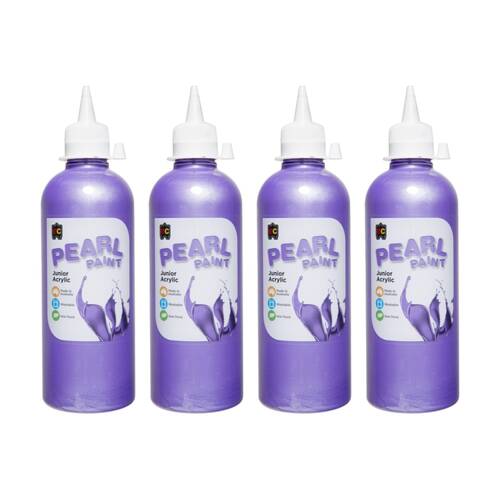 4PK Educational Colours Pearl Paint Junior Student Acrylic Violet 500ml